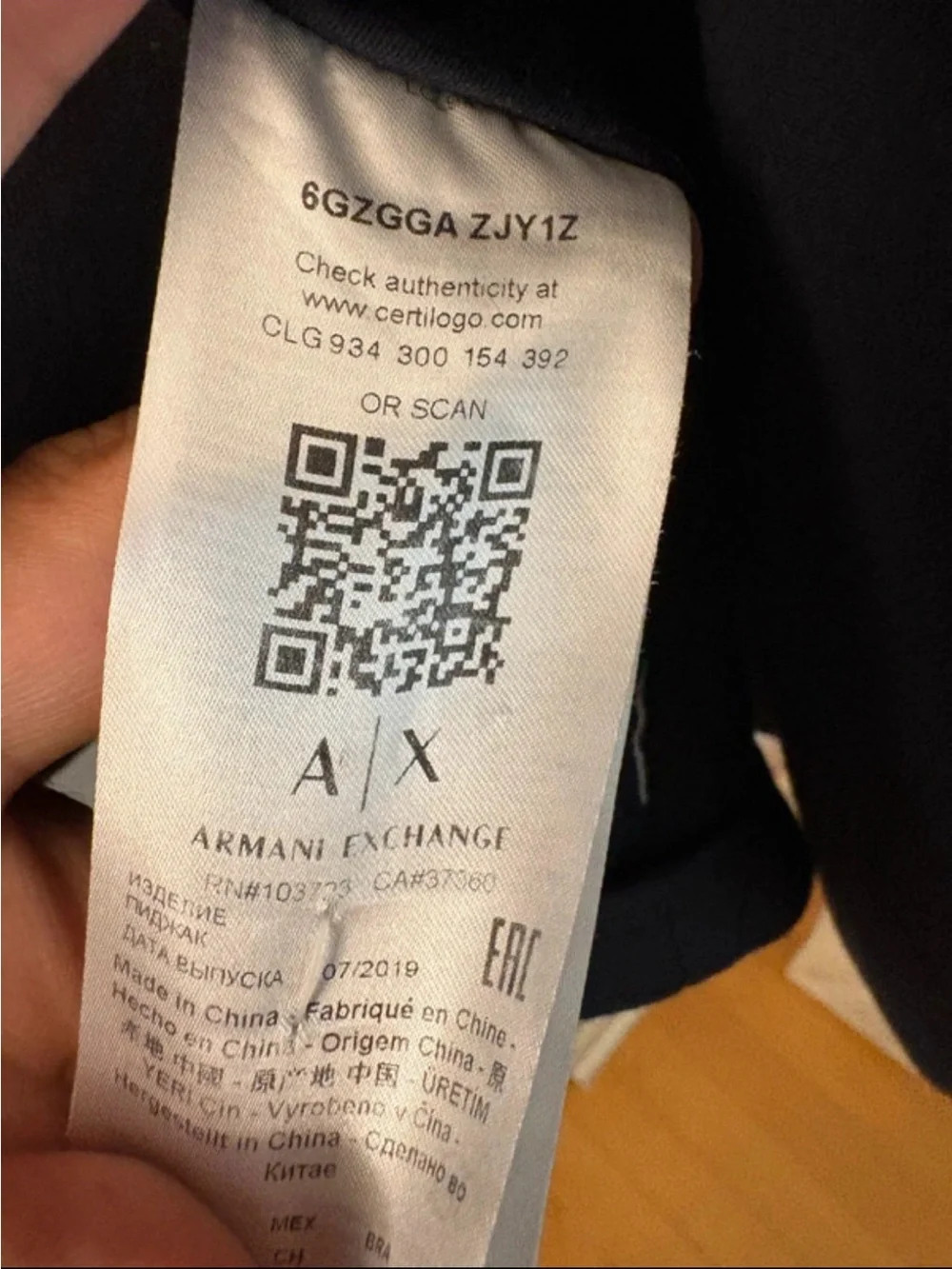 Armani Exchange A|X Hybrid Zip Blazer Jacket Black Size S